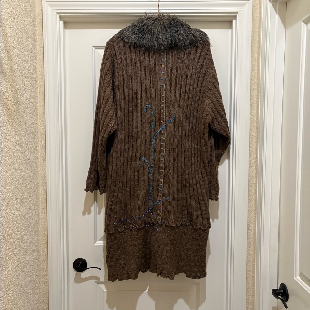 John Browns Fur Collar Knit Cardigan Brown - Picture 6 of 6